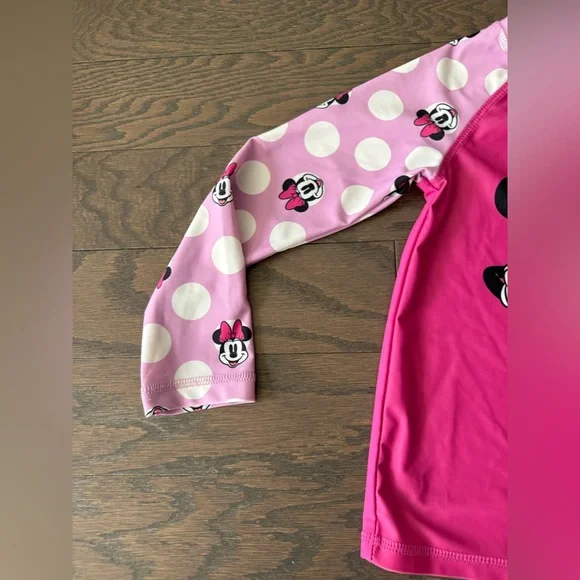 Disney Minnie Mouse Girls Swim Set Rash Guard Bikini XS 4–5 pink - Picture 2 of 16